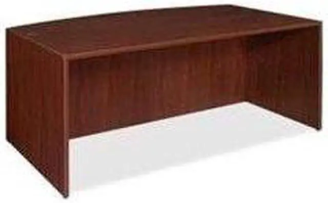 Alt view image 2 of 11 - Lorell Bowfront Desk Shell 72"x36"x29-1/2" Mahogany 69370
