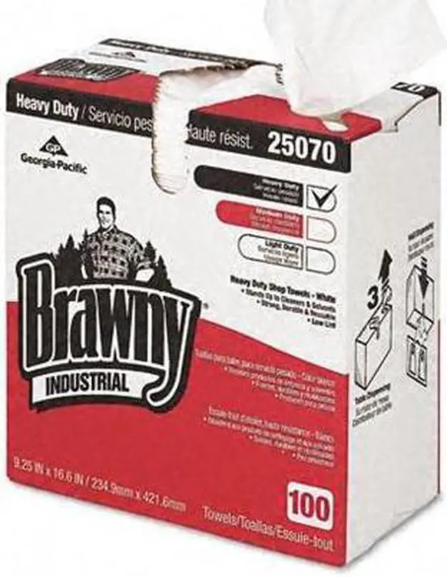 Alt view image 4 of 20 - Brawny Heavy-Duty Shop Towels Cloth 9 1/10 x 16 1/2 100/Box 25070