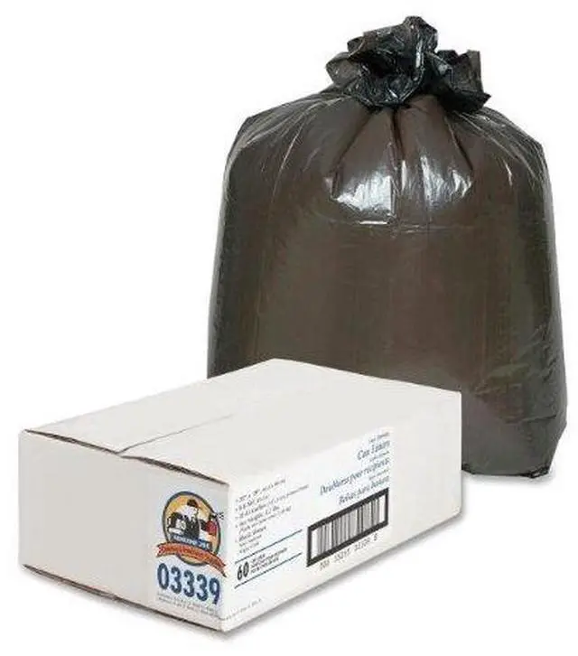 Alt view image 2 of 11 - Genuine Joe Can Liner 2-Ply 33"x39" 31-33 Gallon 60/CT Brown/Black 03339