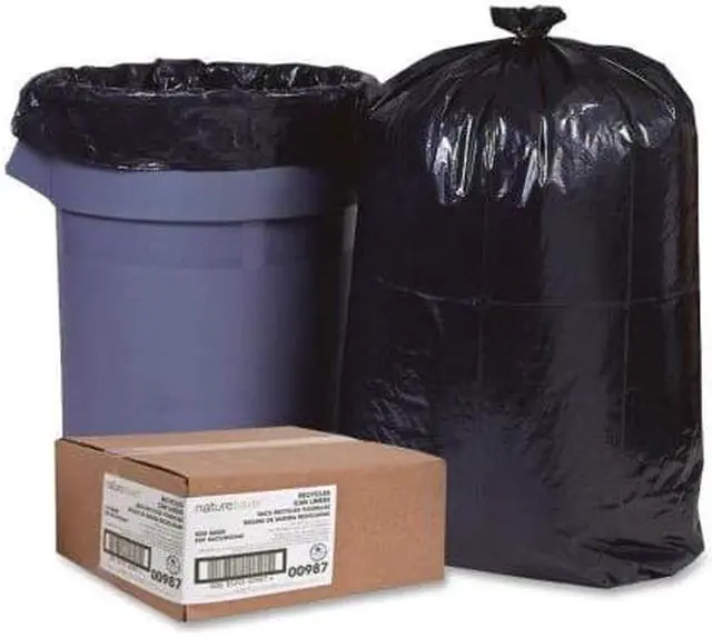Alt view image 2 of 12 - Nature Saver Trash Can Liners Rcycld 7-10 Gal .65mil 24"x23" 500/BX BK 00987
