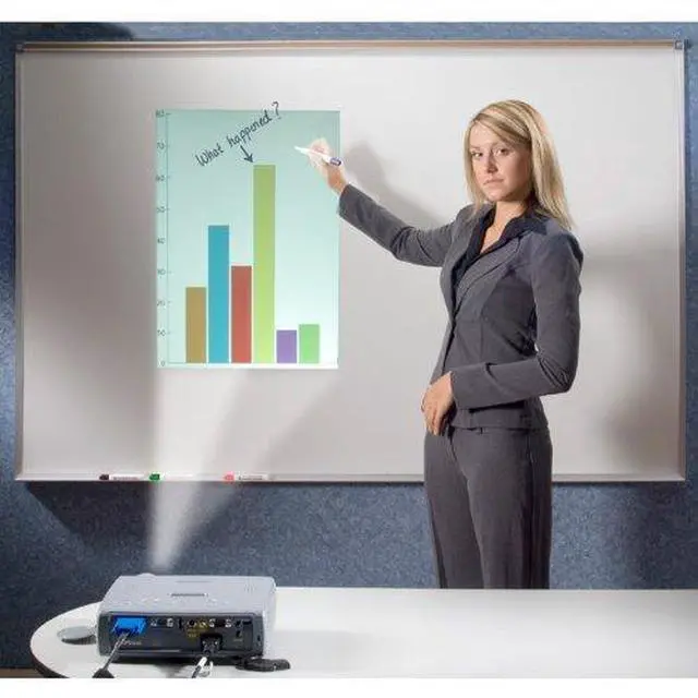 Alt view image 10 of 15 - Ghent 4' X 6' Feet Proma Porcelian Multimedia Boards Aluminum Framed Magnetic Projection / Markerboard With 1" Maprail