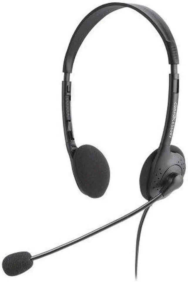 Alt view image 2 of 5 - Compucessory CCS15154 Lightweight Stereo Headphones with Microphone  71 in. Cord  BK