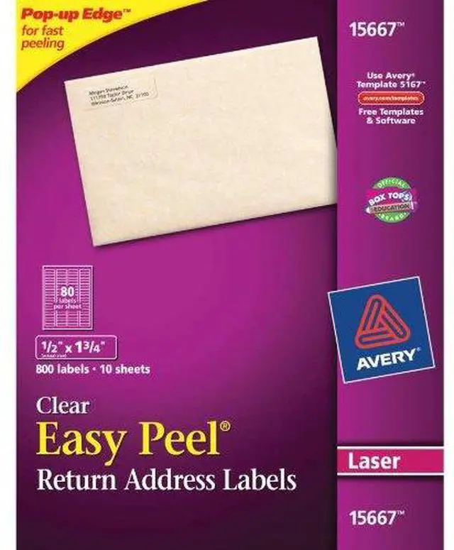 Alt view image 5 of 20 - Easy Peel Mailing Labels For Laser Printers, 1/2 X 1-3/4, Clear, 800/P