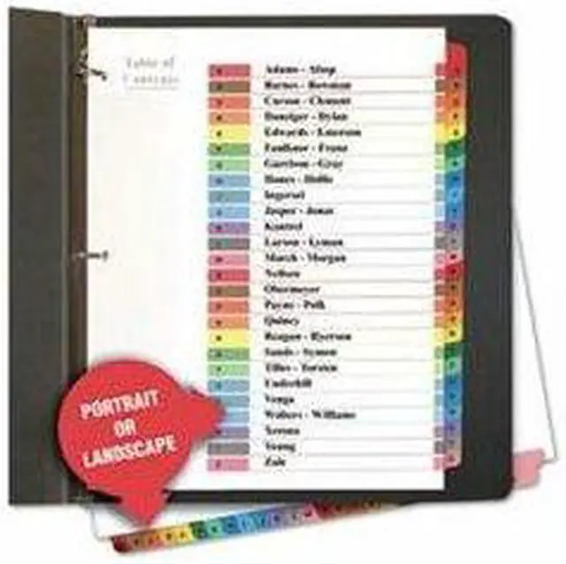 Alt view image 2 of 11 - UNIVERSAL Table of Contents Dividers Assorted Color 26-Tab A-Z Letter White 26