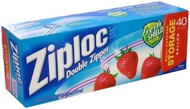 Ziploc Double Zipper Storage Bags, Plastic, 1 gal, 1,75 mil, Clear, 40/Box  