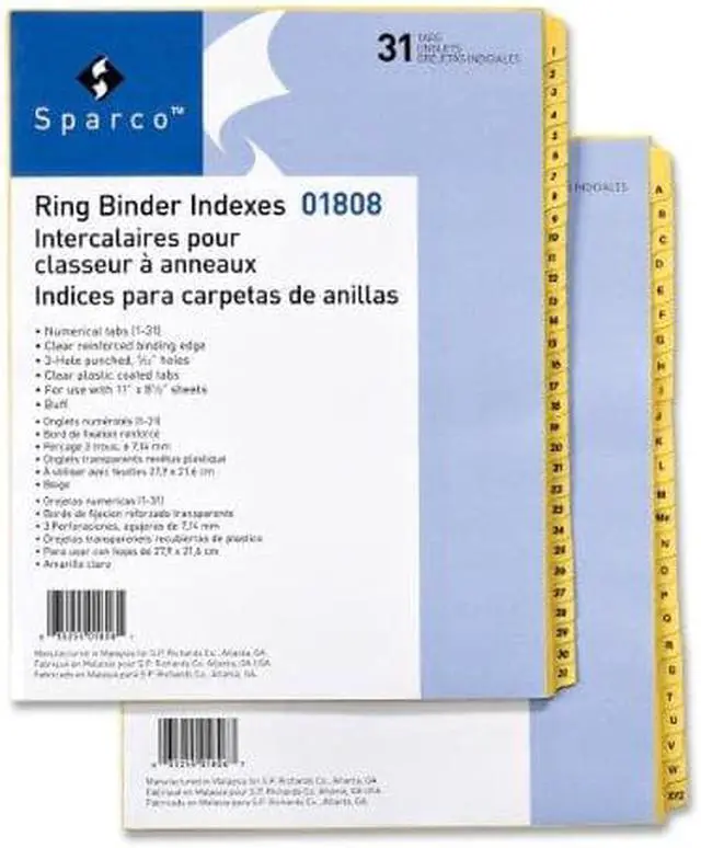 Alt view image 2 of 5 - Plastic Tab Indexes 3HP Printed 1-31 8-1/2"x11" 31 Tabs Buff