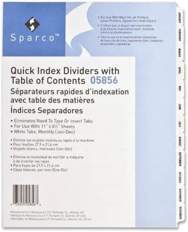 Alt view image 2 of 4 - Index Dividers,Punched,Jan-Dec,11"x8-1/2",12/ST,WE