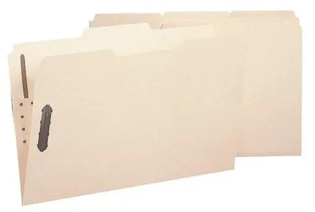 Alt view image 2 of 20 - Smead 1/3 Tab Cut Legal Recycled Fastener Folder - 8 1/2" x 14" - 2 x 2K Fastener(s) - Top Tab Location - Assorted Position Tab Position - Manila - Manila - 10% - 50 / Box