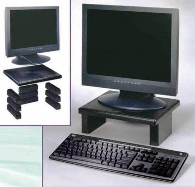 Alt view image 3 of 12 - DAC Height Adjustable LCD/TFT Monitor Riser - 66 lb Load Capacity - Flat Panel Display Type Supported - 4.8" Height x 13" Width x 10.5" Depth - Black