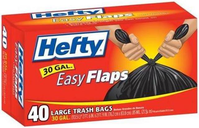 Hefty Easy Flap 40-Count 30-Gallon Black Large Trash Bag