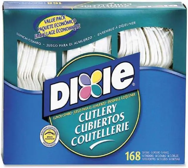 Alt view image 2 of 8 - Combo Pack Tray w/ White Plastic Utensils 56 Forks 56 Knives 56 Spoons