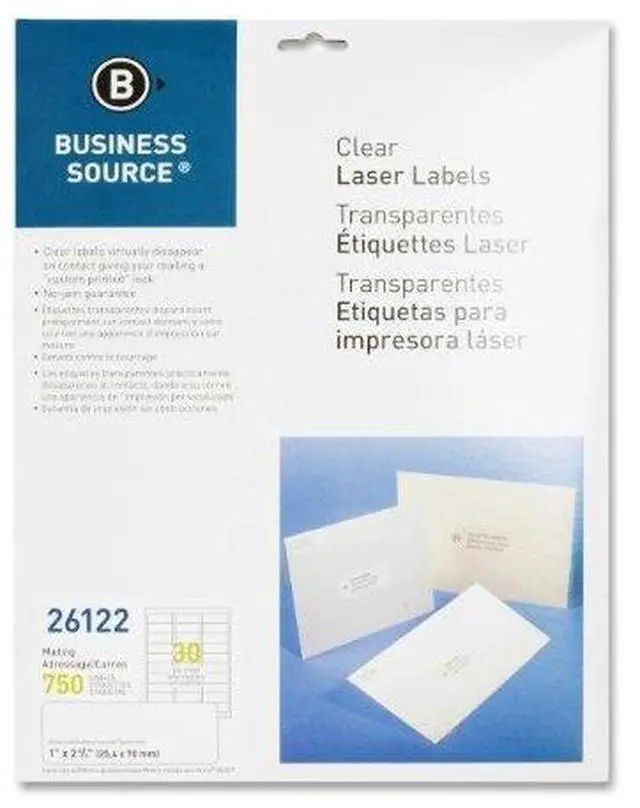 Alt view image 5 of 13 - Business Source 26122 Clear Mailing Label 1" Width x 2.75" Length - 750 / Pack - Laser - Clear