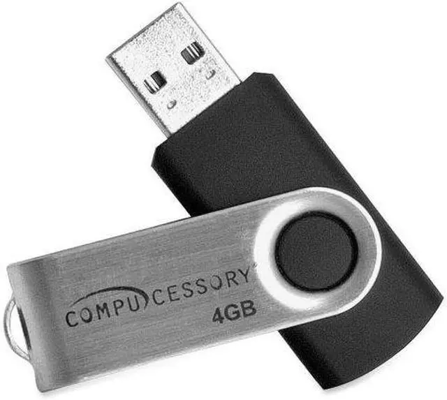 Main image of Compucessory 4GB USB Flash Drive, Black / Aluminum 26464