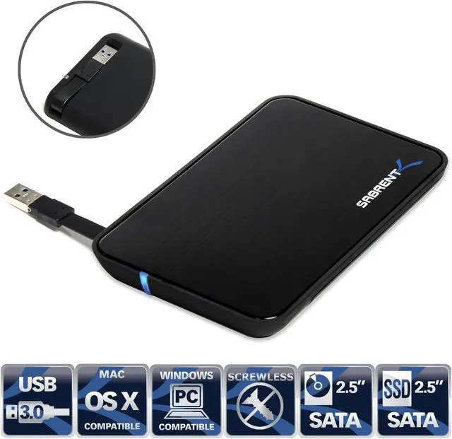 Alt view image 2 of 15 - SABRENT BK-21OS2 Aluminum 2.5" Black SATA USB 3.0 To 2.5-Inch Sata Aluminum Hard Drive Enclosure Black (BK-21OS2)