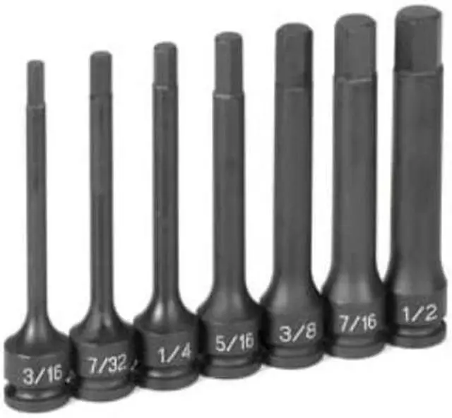 Alt view image 4 of 4 - Grey Pneumatic 1247H 7-Piece 3/8 in. Drive SAE 4 in. Hex Impact Drive Socket Set