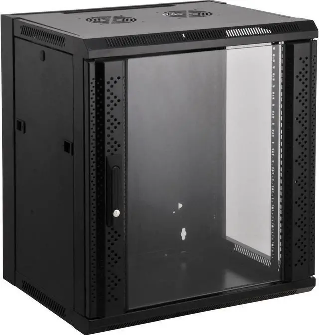 Alt view image 2 of 15 - Intellinet 19" Wallmount Cabinet, 6U, 450 mm (17.7 in.) Depth, Flat Pack, Black - OEM
