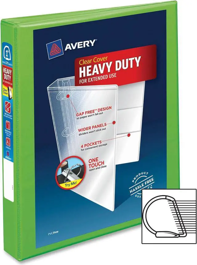 Alt view image 2 of 15 - Avery Heavy-Duty View Binder w/Locking EZD Rings 1" Cap Chartreuse 79770