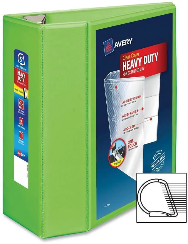 Main image of Avery Heavy-Duty View Binder w/Locking EZD Rings 5" Cap Chartreuse 79815