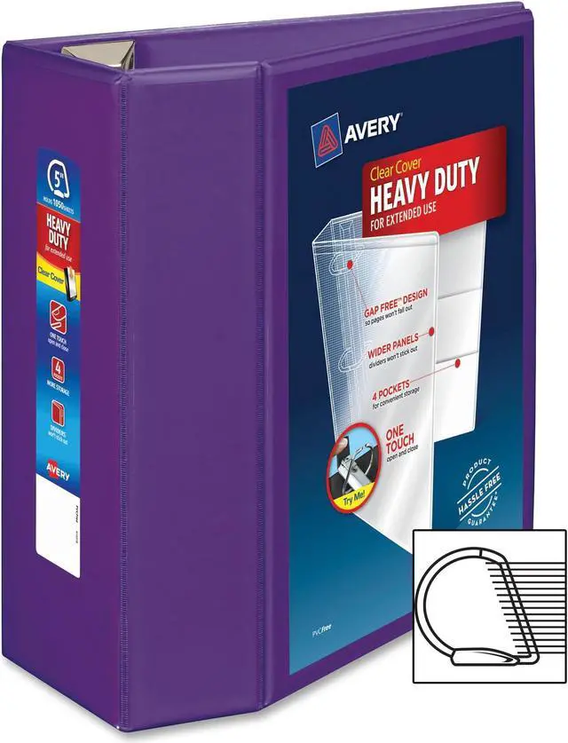 Main image of Avery Heavy-Duty View Binder w/Locking EZD Rings 5" Cap Purple 79816