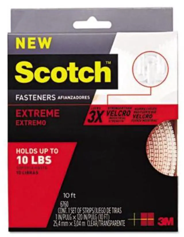 Alt view image 2 of 17 - 3M Scotch RF6760 Extreme Fasteners, Clear, 1" x 10 ft