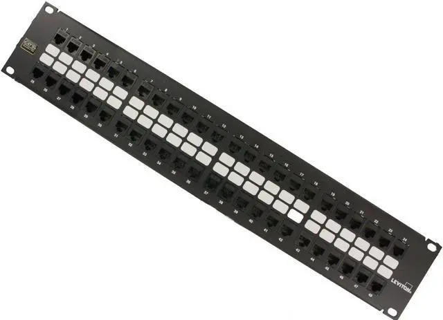 Alt view image 2 of 4 - LEVITON TELCOM 5G270U48 CAT5E PRELOADED PATCH PANEL BLACK 48 PORT