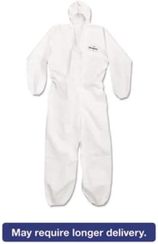Alt view image 3 of 15 - Kimberly-Clark - 49113 - Hooded Disposable Coveralls with Elastic Cuff, White, L, SMS