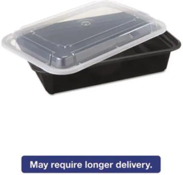 Main image of C-Rect Plas Cntnr W/Lid 38Oz Microwvb Bla 150
