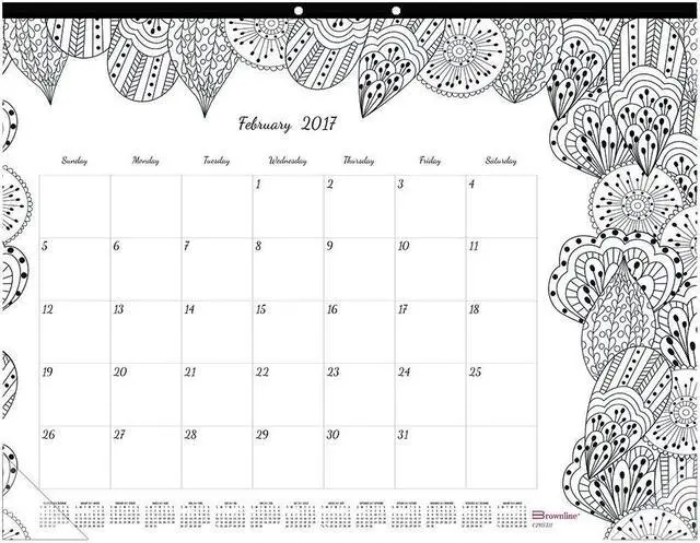 Alt view image 2 of 4 - Blueline C2917311 Doodleplan Desk Pad Calendar W/Coloring Pages, 22 X 17, 2017