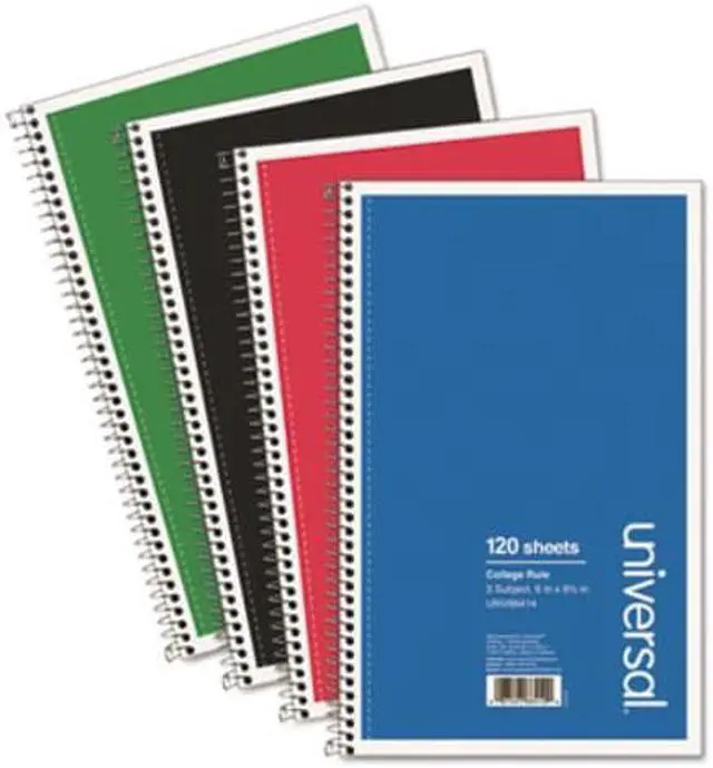 Alt view image 2 of 6 - General Supply 66414 3 Sub. Wirebound Notebook, 9.5 X 6, College Rule, 120 Sht, Assorted Covers, 4/Pk