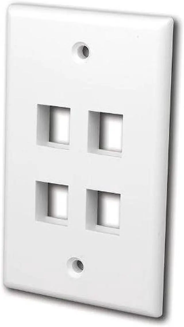 Alt view image 3 of 3 - Vanco International 820104 Multi-Media Keystone Wallplate, with 4 Ports - White