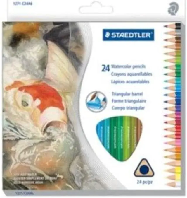 Alt view image 2 of 7 - Staedtler 1271C24A6 Triangular Watercolor Pencil Set, H/#3, 2.9Mm, 24 Assorted Colors