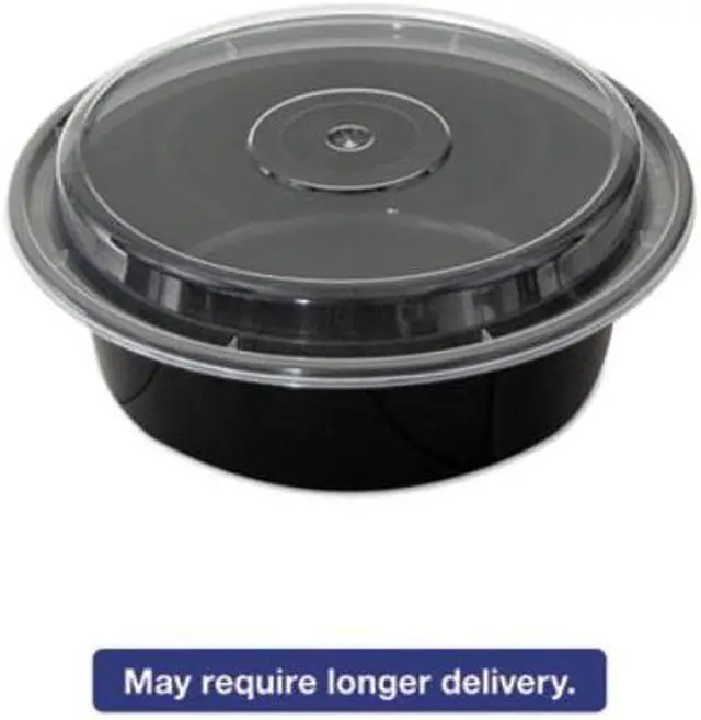 Main image of C-Rnd Plas Cntnr W/Lid 32Oz Microwvb Bla 150