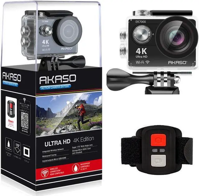 Alt view image 2 of 2 - World Tech Toys - EK7000 - AKASO EK7000 4K WIFI Sports Action Camera Ultra HD Waterproof DV Camcorder 12MP - 170 Degree Wide Angle - 2 Inch LCD Screen - 2.4G Remote Control - 2 Rechargeable Batteries