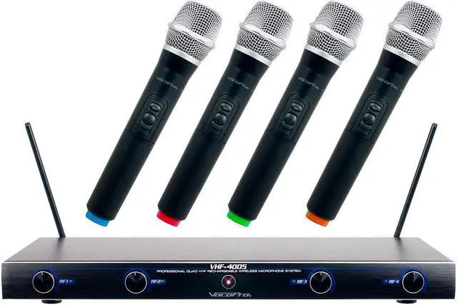 Alt view image 5 of 14 - VocoPro VHF-4005 4 Channel Rechargeable VHF Wireless Mic System, 4x Mics, CH 2