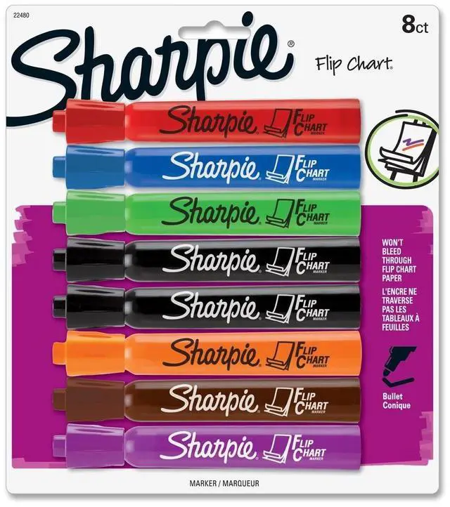 Alt view image 7 of 20 - Sharpie Flip Chart Marker Bullet Point 8/PK Assorted 22480PP