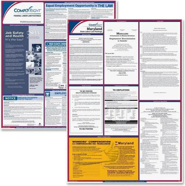 Alt view image 2 of 2 - ComplyRight Fed/State Maryland Compliance Labor Law Poster Kit, Laminated, 24" x 34" - 1 set per pack