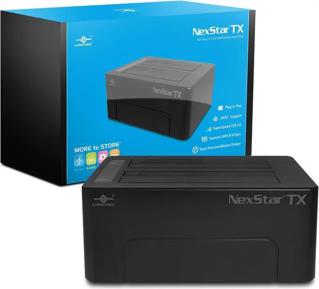 Alt view image 2 of 10 - Vantec Storage Accessory NST-D428S3-BK NexStar TX Dual Bay 2.5 inch/3.5 inch USB3.0 Hard Drive Dock