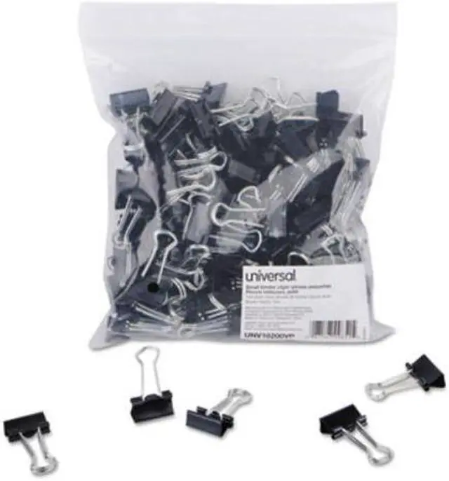 Alt view image 3 of 10 - Universal UNV10200 Small Binder Clips, Zip-Seal Bag, 3/8 Inch Capacity, 3/4 Inch Wide, Black, 144/Bag