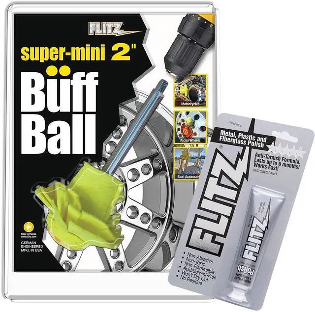 Alt view image 2 of 6 - Flitz Buff Ball - Super Mini 2" - Yellow w/1.76oz Tube Flitz Polish