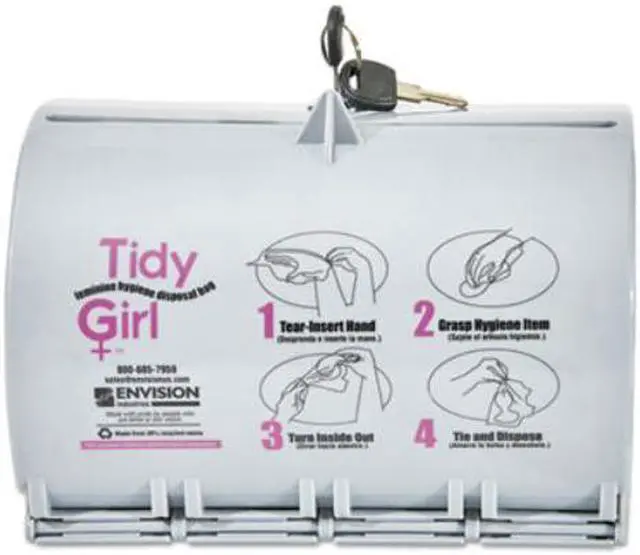 Main image of Tidy Girl Plastic Feminine Hygiene Disposal Bag Dispenser, Gray TGUDPV2