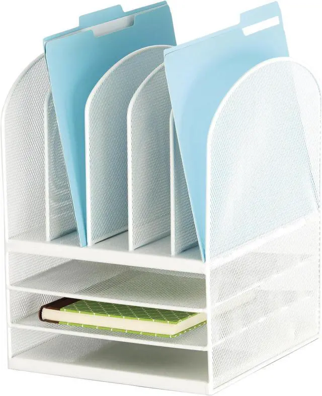 Main image of Safco Onyx Mesh Desk Organizer Eight Sections 11 1/2 x 9 1/2 x 13 White 3266WH