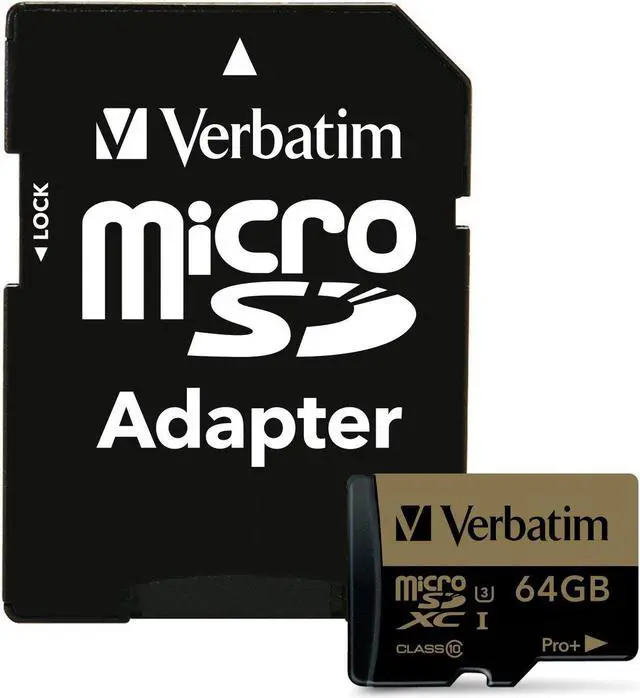 Alt view image 9 of 20 - Verbatim Memory Card microSDXC w/Adapter 64GB BK/GD 44034