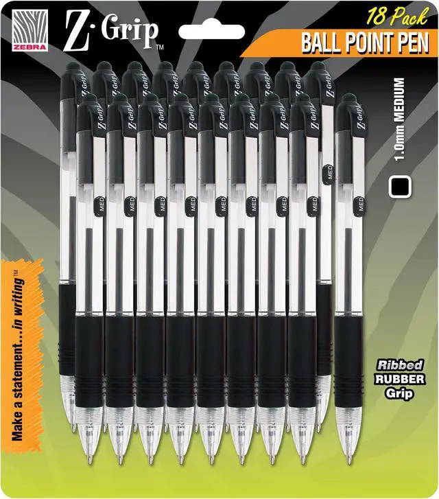 Alt view image 3 of 16 - Z-Grip Retractable Ballpoint Pen 1.0Mm 18/Pkg-Black