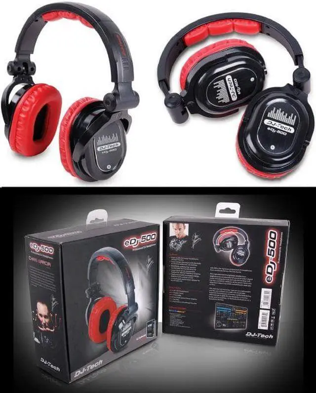 Alt view image 2 of 8 - Professional Headphones from World Famous DJ Chris Garcia w/1/4-inch adapter & 1/8-inch adapter, RED
