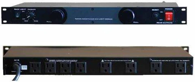 Main image of 8 AC outlets Rack mountable power control module w/Dual lights & light dimmer control
