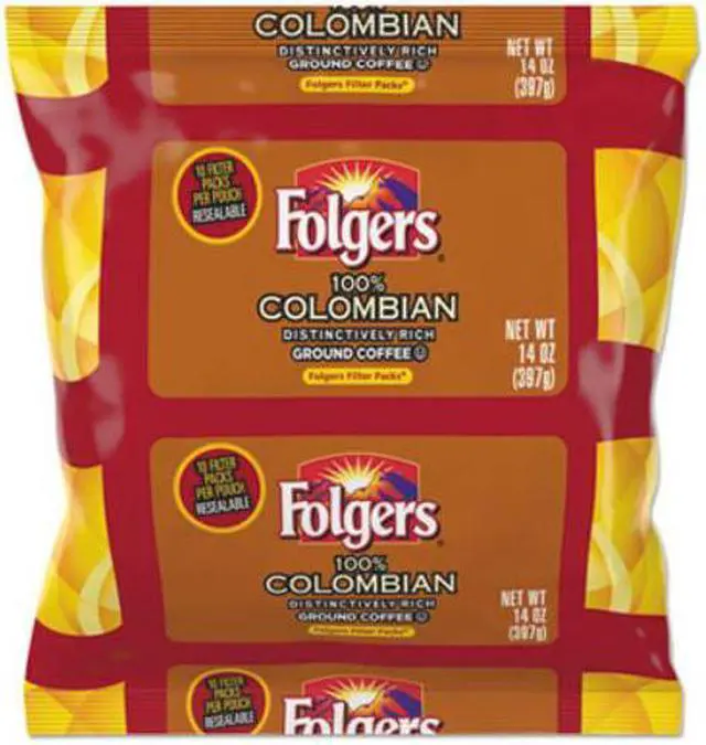 Alt view image 6 of 10 - Folgers Colombian Ground Coffee Filter Packs Ground - Regular - Colombian - Bold - 1.4 oz - 40 / Carton  FOL10107