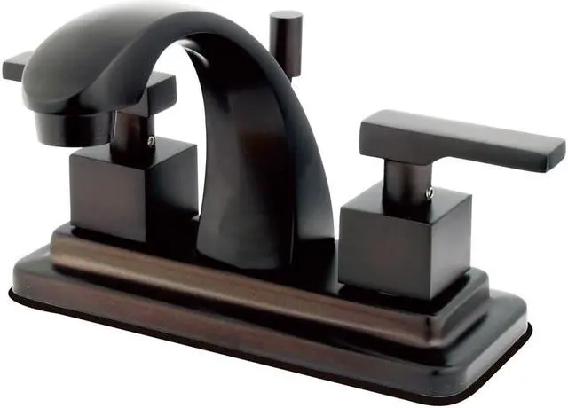Main image of Two Handle 4" Centerset Lavatory Faucet with Brass Pop-up in Oil Rubbed Bronze by Kingston Brass
