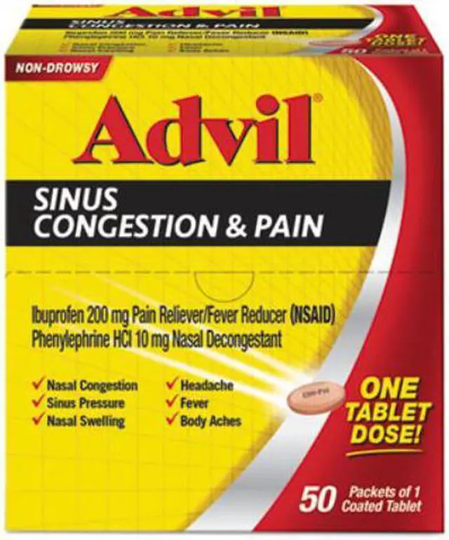 Alt view image 3 of 4 - Advil Sinus Congestion and Pain Relief, 50/Box BXAVSCP50BX