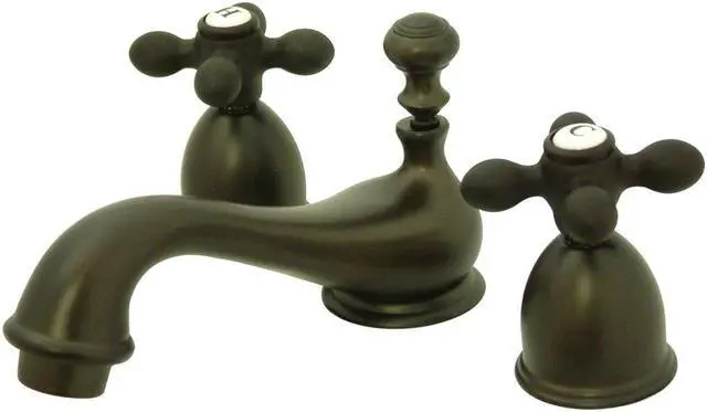 Main image of Kingston Brass KS3955AX Two Handle 4 in. to 8 in. Mini Widespread Lavatory Faucet with Brass Pop-up