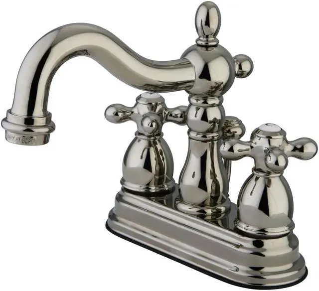 Main image of HERITAGE 4 CENTERSET LAV FCT W/METAL CROSS HANDLE-Polished Nickel